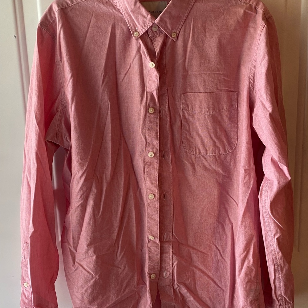 American Eagle Outfitters Pink Casual Button-Down Shirt